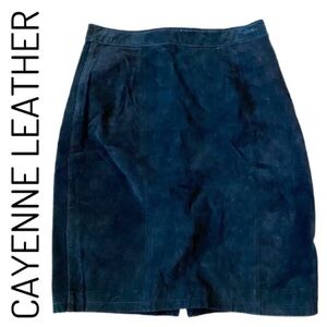 Cayenne Leather Vintage Black Suede 100% Leather Skirt Back Slit Women’s Size 10